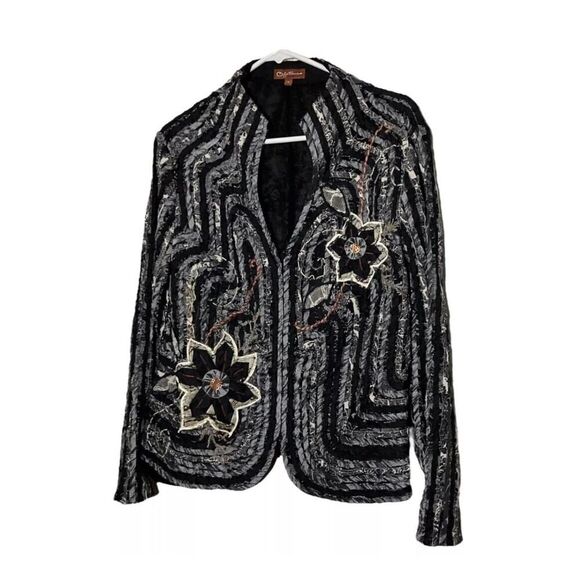 Obstinee By IKA Womens Partial Zip Floral Lightweight Blazer Style Jacket US 14 - Picture 11 of 12